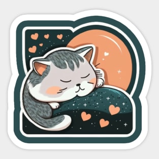 Sleepy Cat Valentine's Day Sticker